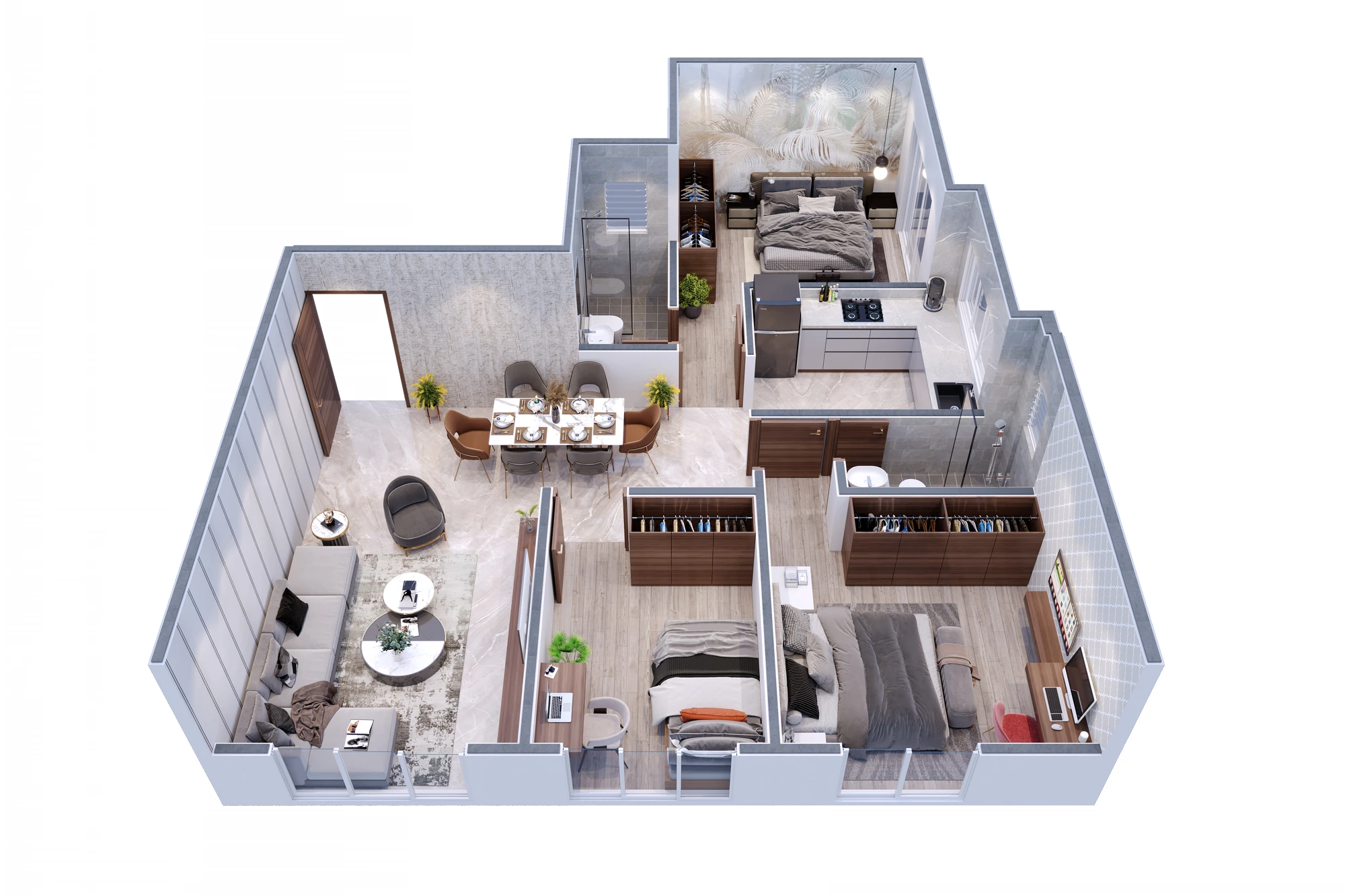 2.5 BHK · Type 1 — isometric view