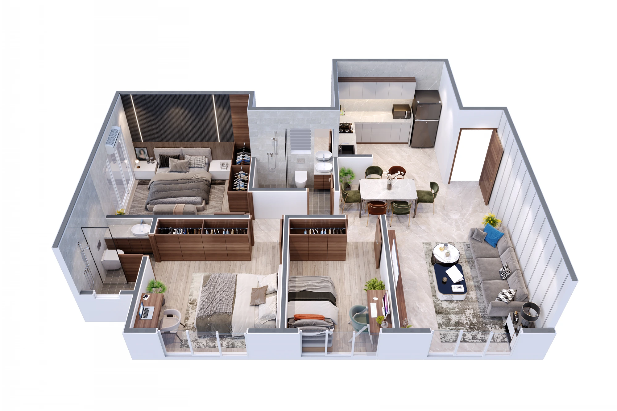 2.5 BHK · Type 2 — isometric view
