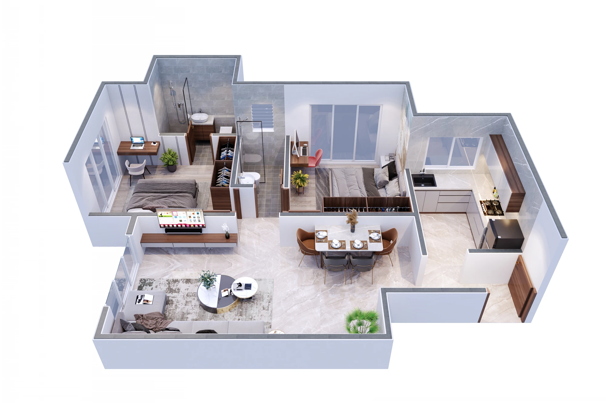 2 BHK — isometric view