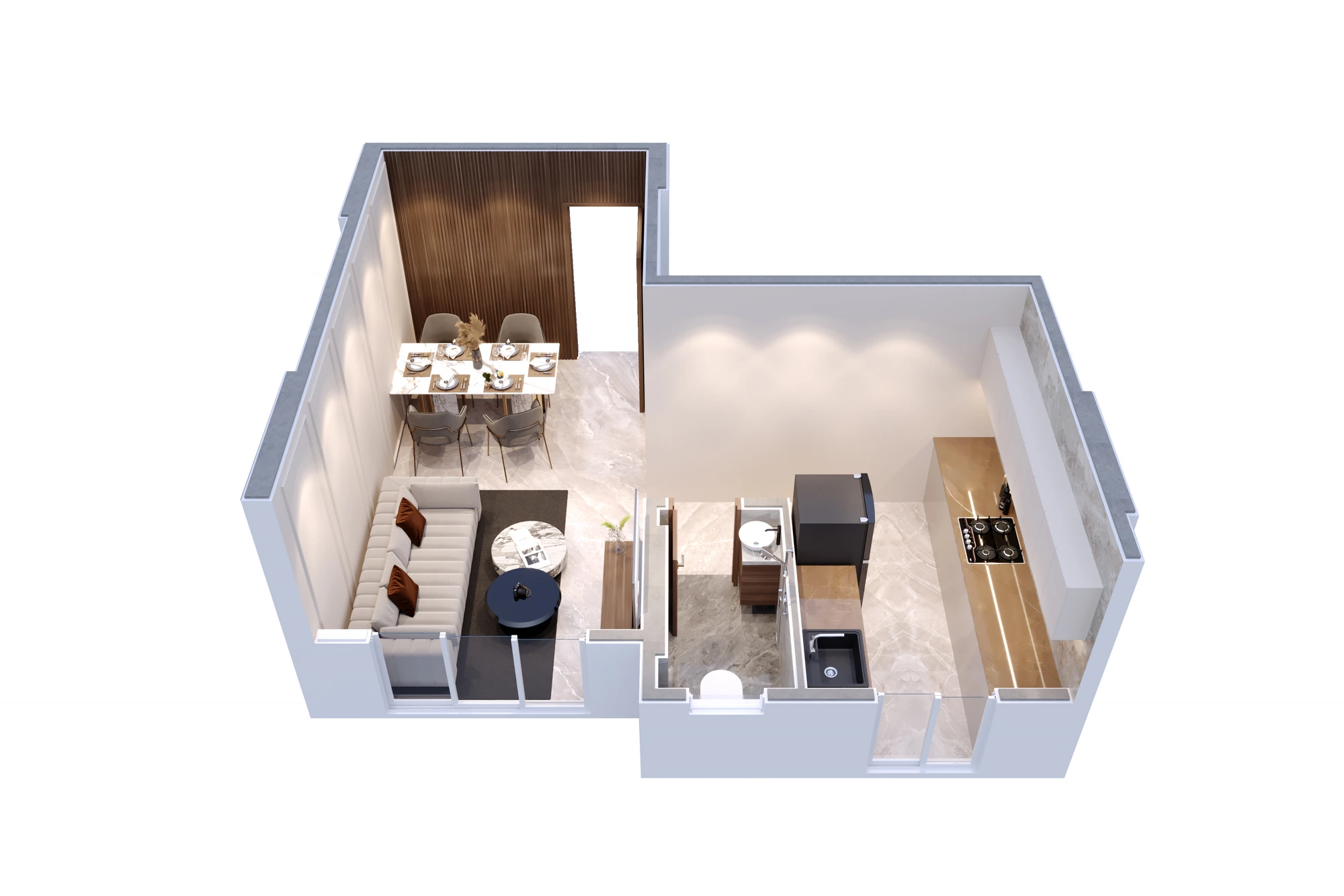 Flat 103 · 1 RK — isometric view